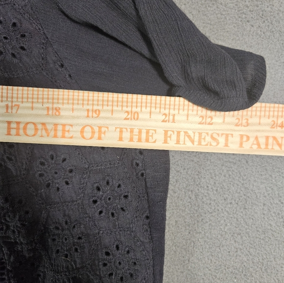 Knox Rose Women Medium Peasant Cottagecore Shirt Textured Embroidery Gray - Picture 5 of 8